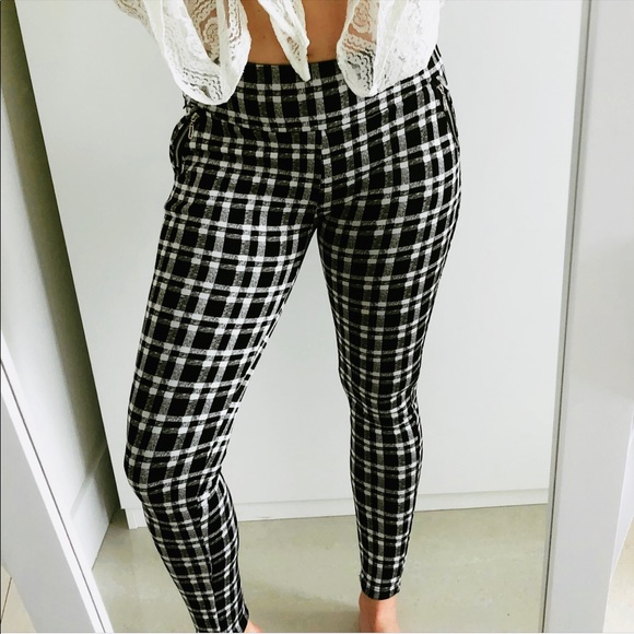 NWT black & white plaid high waisted leggings - Picture 5 of 8